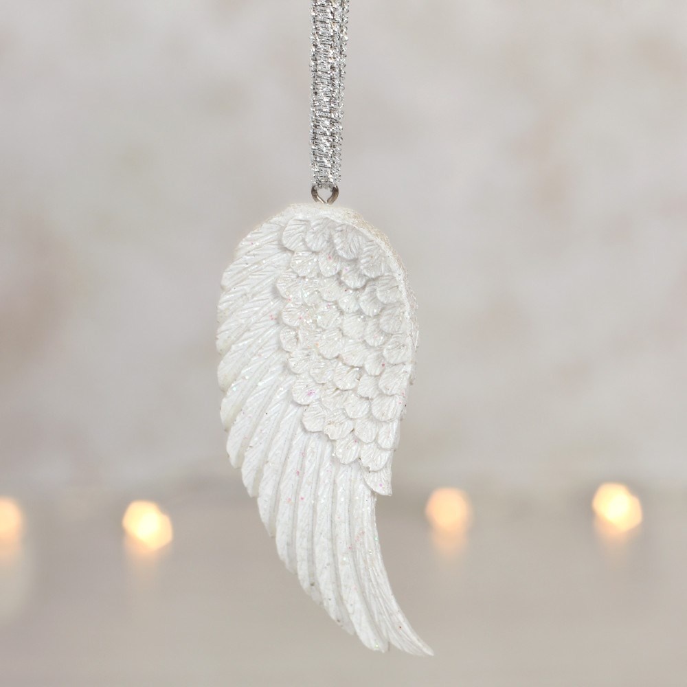 Something Different - Glitter Angel Wing Ornament - Weiß